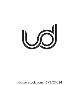Initial letter ud, linked outline rounded lowercase, monogram black