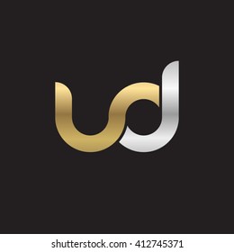 initial letter ud linked round lowercase logo gold silver black background