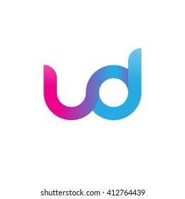 letra inicial se unió el logotipo en minúsculas rosado azul púrpura