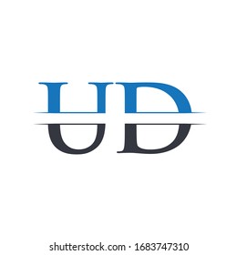 Plantilla de vectores de diseño de logotipo UD de carta inicial. Diseño de logotipo para carta de Business Circle UD