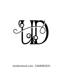 
Letra inicial logotipo UD diseño creativo símbolo moderno monograma