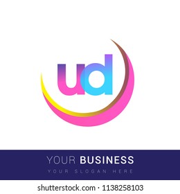initial letter UD logotype company name, coloreful and swoosh design. vector logo for business and company identity.