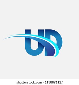 initial letter UD logotype company name colored blue and swoosh design. vector logo for business and company identity.