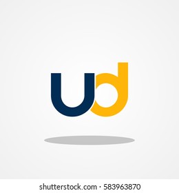 Initial letter UD lowercase logo design template Navy Gold