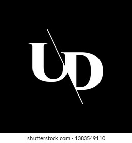 Initial Letter UD Monogram Sliced. Modern logo template isolated on black background