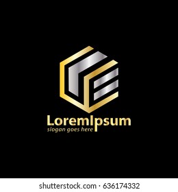 Initial letter UE box design logo