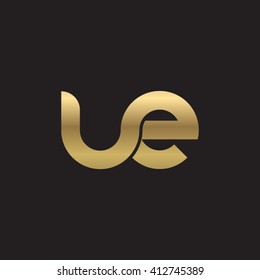 initial letter ue linked round lowercase logo gold black background