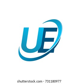 initial letter UE logotype company name colored blue swoosh design concept. vector logo for business and company identity.