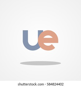 Initial letter UE lowercase logo design template gray blue brown