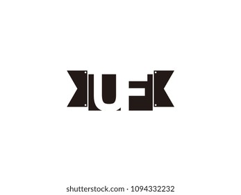 Initial letter uf black ribbon logo design