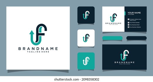 Initial Letter UF or FU Logo Icon Design with business card design template