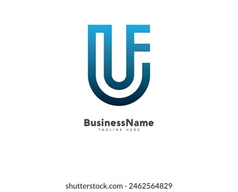 Initial letter uf or fu logo icon design vector