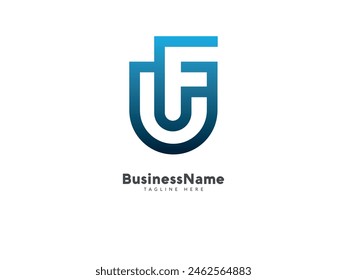 Initial letter uf or fu logo icon design vector