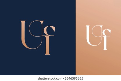 Letra inicial UF FU logotipo design vetor ilustração para casal, casamento e negócios