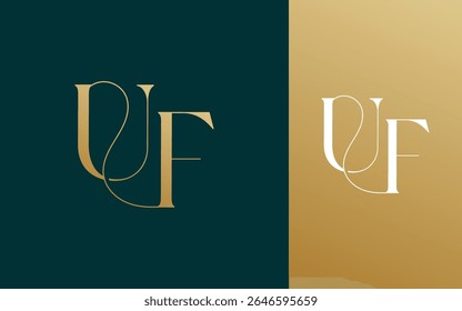 Letra inicial UF FU logotipo design vetor ilustração para casal, casamento e negócios