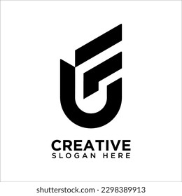 Plantilla de logotipo de diseño vinculado a UF de la carta inicial