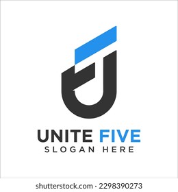 Initial Letter UF Linked Design Logo template