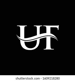 Initial letter UF Linked Logo Design with black Background. UF Logo Design