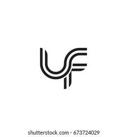 Initial letter uf, linked outline rounded lowercase, monogram black