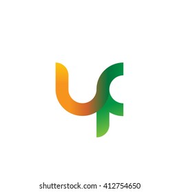 initial letter uf linked round lowercase logo orange green