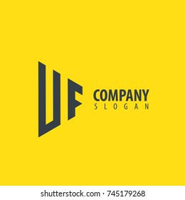 Initial Letter UF Linked Triangle Design Logo