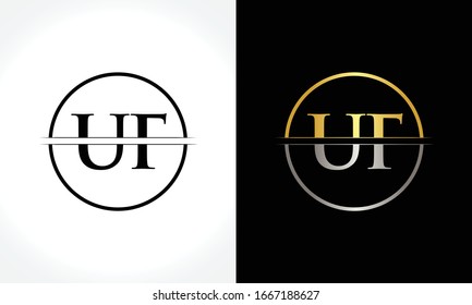 Vorlage für die Design-Vektorillustration für das erste Buchstaben UF-Logo. Logo-Design für UF-Buchstaben