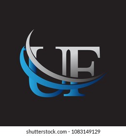 initial letter UF logotype company name colored blue and grey swoosh design. vector logo for business and company identity.