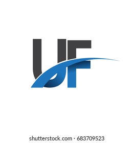 initial letter UF logotype company name colored blue and grey swoosh design. vector logo for business and company identity.
