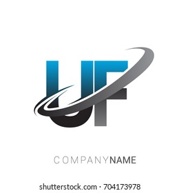 initial letter UF logotype company name colored blue and grey swoosh design. logo design for business and company identity.