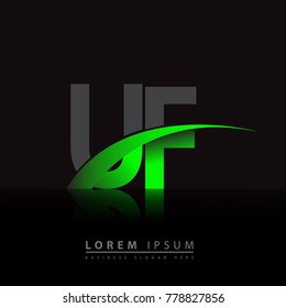initial letter UF logotype company name colored green and black swoosh design. vector logo for business and company identity.
