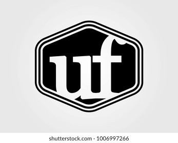 Initial letter uf lowercase logo minimalist black