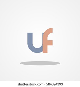 Initial letter UF lowercase logo design template gray blue brown