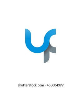 initial letter uf modern linked circle round lowercase logo blue gray