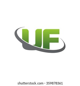initial letter UF swoosh ring company logo green gray