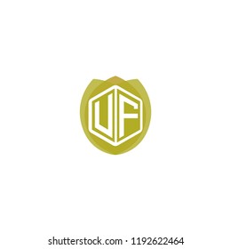 Initial Letter UF, U, F Logo Design with Leaf, Ecology, Nature, Organic Illustration for Company Identity Concept Design