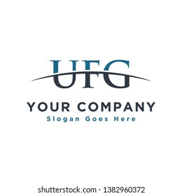 Initial letter UFG, overlapping movement swoosh horizon logo company design inspiration in blue and dark blue color vector