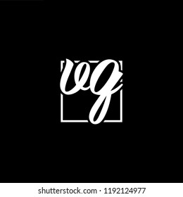 Initial letter UG GU minimalist art monogram shape logo, white color on black background