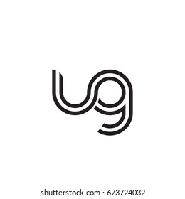 Initial letter ug, linked outline rounded lowercase, monogram black