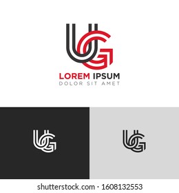 Initial Letter UG linked uppercase overlap modern logo design template. Suitable for business, consulting group company