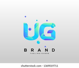 Initial letter UG logo with colorful background, letter combination logo design for creative industry, web, business and company. - Vector
