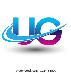 initial letter UG logotype company name colored blue and magenta swoosh design. vector logo for business and company identity.
