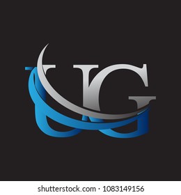 initial letter UG logotype company name colored blue and grey swoosh design. vector logo for business and company identity.