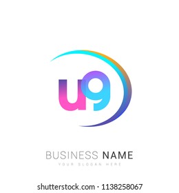 initial letter UG logotype company name, coloreful and swoosh design. vector logo for business and company identity.
