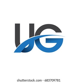 initial letter UG logotype company name colored blue and grey swoosh design. vector logo for business and company identity.
