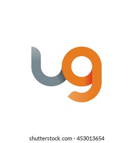 initial letter ug modern linked circle round lowercase logo orange gray