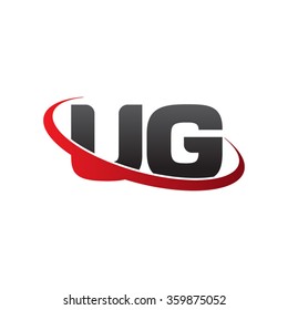 initial letter UG swoosh ring company logo red black