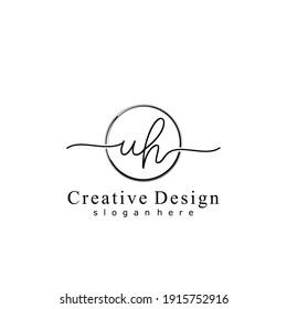 Ursprünglicher Brief UH Kalligrafie handgeschriebenes Logo. Handgeschriebenes Alphabet in der Logo-Vorlage. Buchstaben und Alphabet für Ihr Logo-Design.