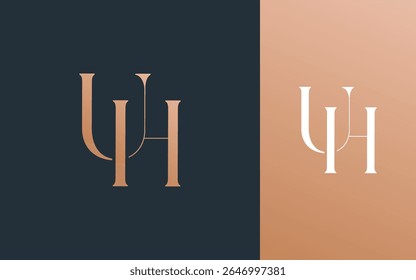 Letra inicial UH HU logotipo design vetor ilustração para casal, casamento e negócios