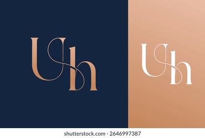 Letra inicial UH HU logotipo design vetor ilustração para casal, casamento e negócios