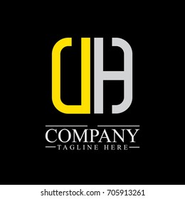 Initial Letter UH Linked Box Design Logo